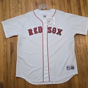 New White w/Red Boston Red Sox Baseball Jersey MLB Majestic Large or XL